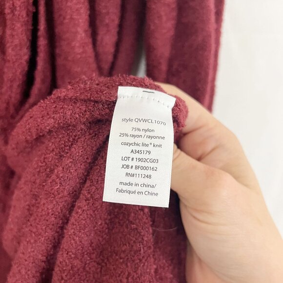 Barefoot Dreams CozyChic Lite Catalina Long Cardigan Sweater Red Burgundy LARGE - Picture 5 of 6